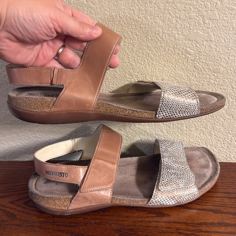 Mephisto Brown and Cream Sandals 40 - Picture 5 of 10
